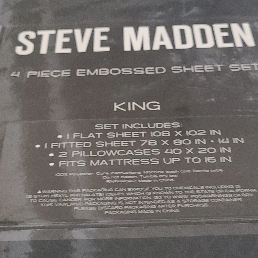Steve Madden Black Embossed King Sheet Set